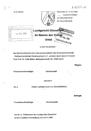 Alltours, Urteil des LG Düsseldorf vom 13.02.2008