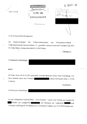 Beschluss des Landgericht Frankfurt/Main | Az. 2/6 O 127/04