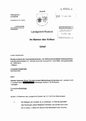 Urteil des Landgerichts Rostock | Az. 3 O 227/10