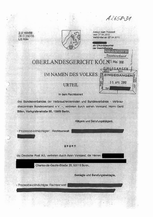 Urteil des Oberlandesgericht Köln | Az. 3 U 160/09