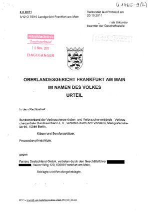 Irreführende Werbung für Nutella - Urteil des OLG Frankfurt am Main vom 20.10.2011, rechtskräftig
