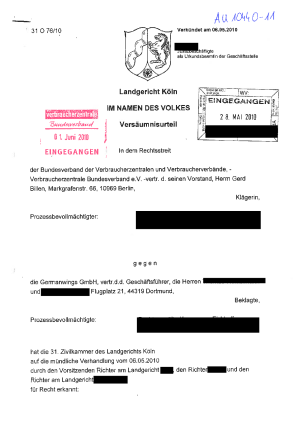 Ureil des Landgerichts Köln | Az. 31 O 76/10