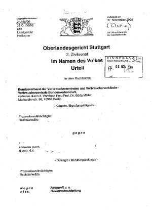 Urteil des OLG Stuttgart vom 02.11.2006 (2 U 58/06)