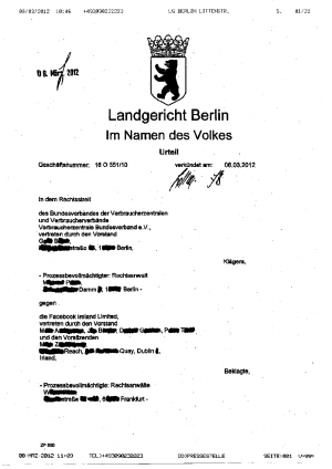 Urteil LG Berlin vom 06.03.2012, Az. 16 O 551/10