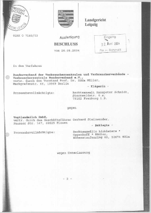 Urteil des LG Leipzig Vogtlandmilch GmbH vom 20.04.2004