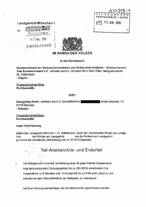 Urteil des Landgerichts München | Az. 12 O 3478/10