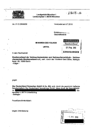 Urteil des Landgericht München I | Az. 21 O 23548/09