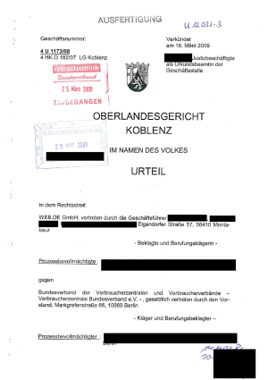 Urteil des Oberlandesgericht Koblenz | Az. 4 U 1173/08