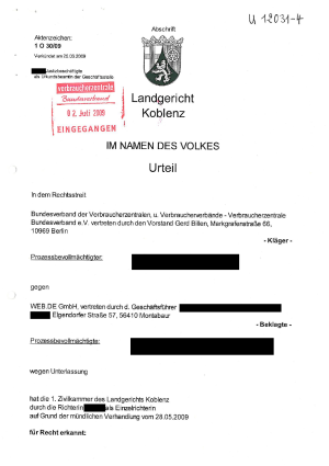 Urteil des Landgerichts Koblenz | Az. 1 O 30/09