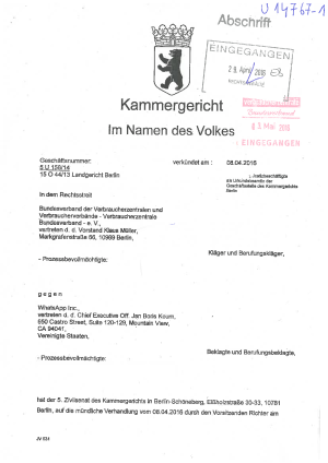 Urteil des KG Berlin vom 08.04.2016, Az. 5 U 156/14